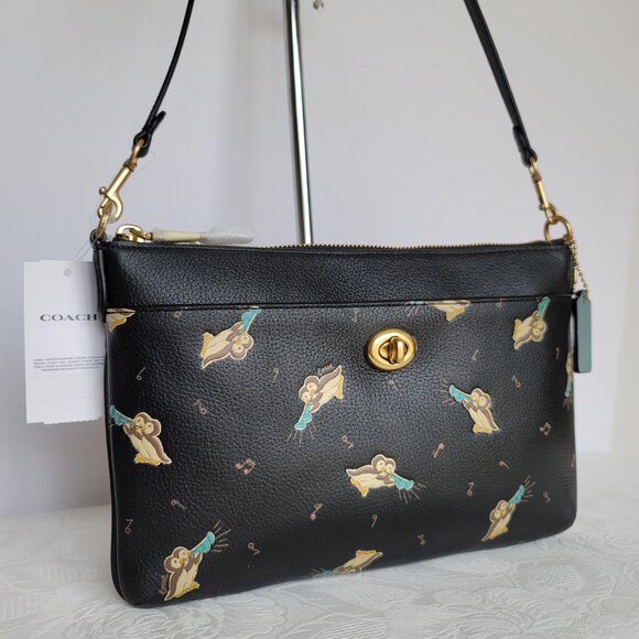 COACH Musical Print Pebbled Leather Polly Crossbody & Mini-Skinny ID Card Case ⭐ - Picture 4 of 16